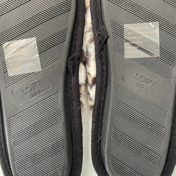 New The Loft Leopard Print Fuzzy Open Toe Slide Slippers Size Small 5 / 6 - Picture 3 of 3